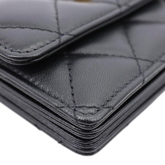 Chanel  Romance Quilted Lambskin Leather Clutch With Chain Black - Picture 9 of 13